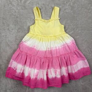 Isaac Mizrahi Dress 2T Toddler Girls Yellow Pink Tie Dye Tiered Summer Vacation